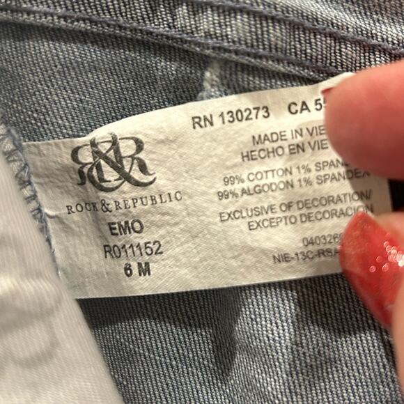 Rock & Republic Emo Jeans Women's Size 6 Acid Wash Distressed Casual Edgy Light - Picture 6 of 6